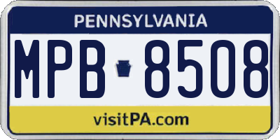 PA license plate MPB8508
