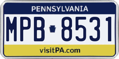 PA license plate MPB8531