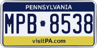 PA license plate MPB8538