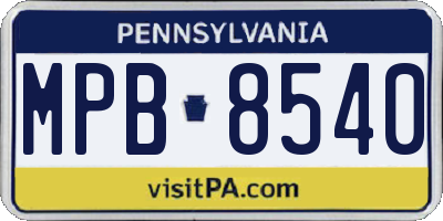 PA license plate MPB8540