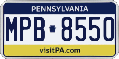 PA license plate MPB8550