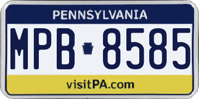 PA license plate MPB8585
