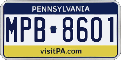 PA license plate MPB8601