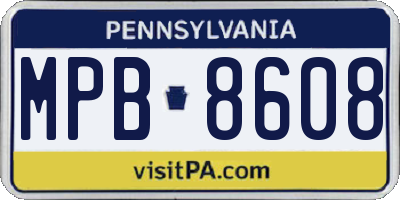 PA license plate MPB8608