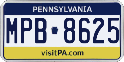 PA license plate MPB8625