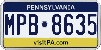 PA license plate MPB8635