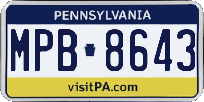 PA license plate MPB8643