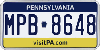 PA license plate MPB8648