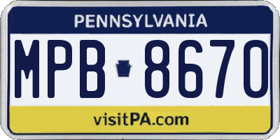 PA license plate MPB8670