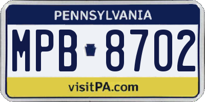PA license plate MPB8702