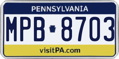 PA license plate MPB8703