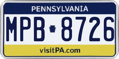 PA license plate MPB8726