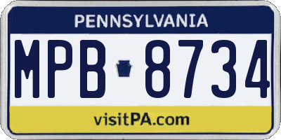 PA license plate MPB8734