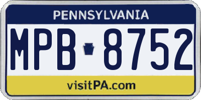 PA license plate MPB8752