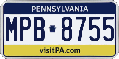 PA license plate MPB8755