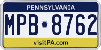PA license plate MPB8762