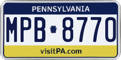 PA license plate MPB8770