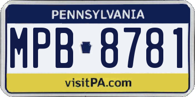 PA license plate MPB8781