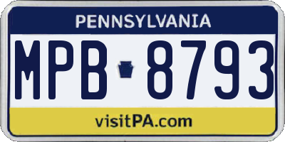 PA license plate MPB8793