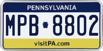 PA license plate MPB8802
