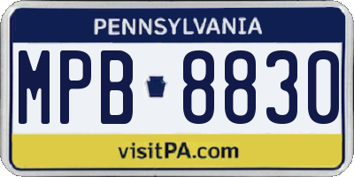 PA license plate MPB8830