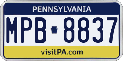 PA license plate MPB8837