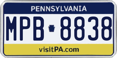 PA license plate MPB8838