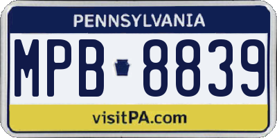 PA license plate MPB8839
