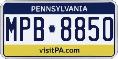 PA license plate MPB8850