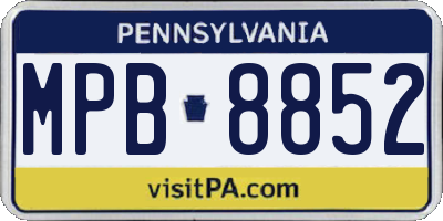 PA license plate MPB8852