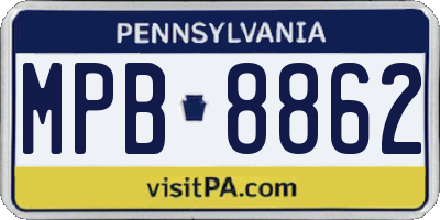 PA license plate MPB8862