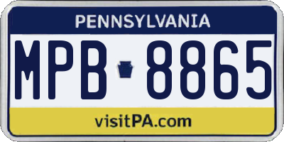 PA license plate MPB8865