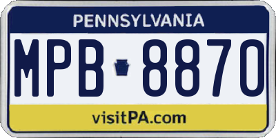 PA license plate MPB8870