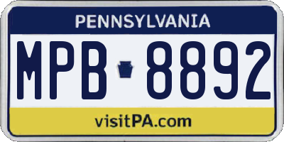 PA license plate MPB8892