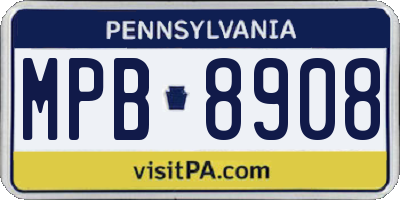 PA license plate MPB8908