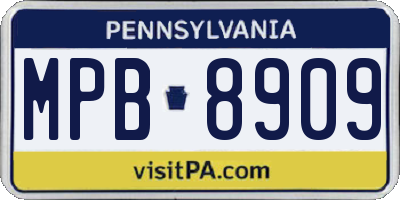 PA license plate MPB8909