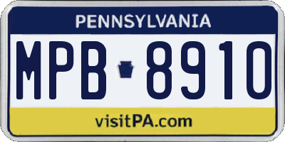 PA license plate MPB8910