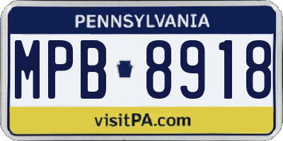 PA license plate MPB8918