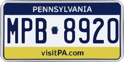 PA license plate MPB8920