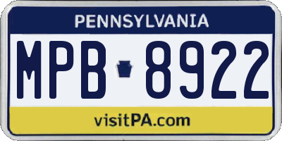 PA license plate MPB8922