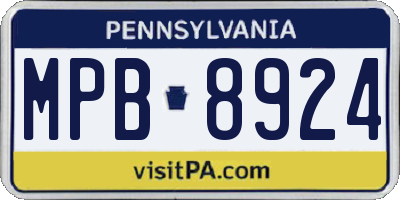 PA license plate MPB8924