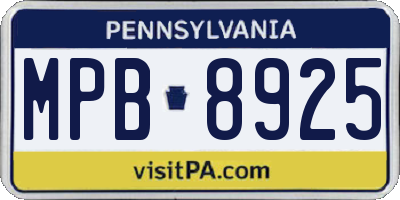 PA license plate MPB8925