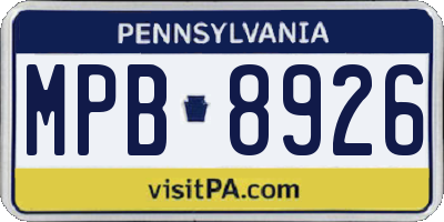 PA license plate MPB8926