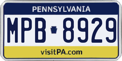 PA license plate MPB8929