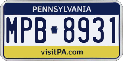 PA license plate MPB8931