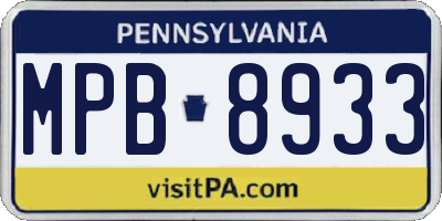 PA license plate MPB8933