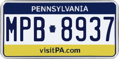 PA license plate MPB8937