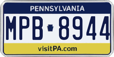 PA license plate MPB8944
