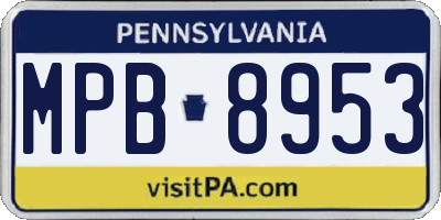 PA license plate MPB8953