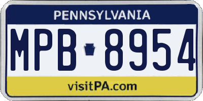 PA license plate MPB8954